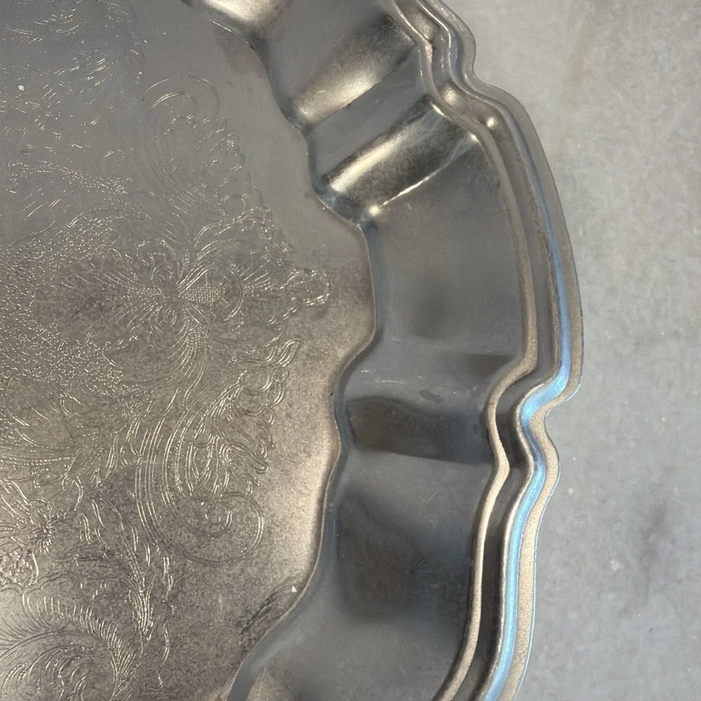 Vtg Leonard Silver Plate Footed Serving Tray Vanity Display 14